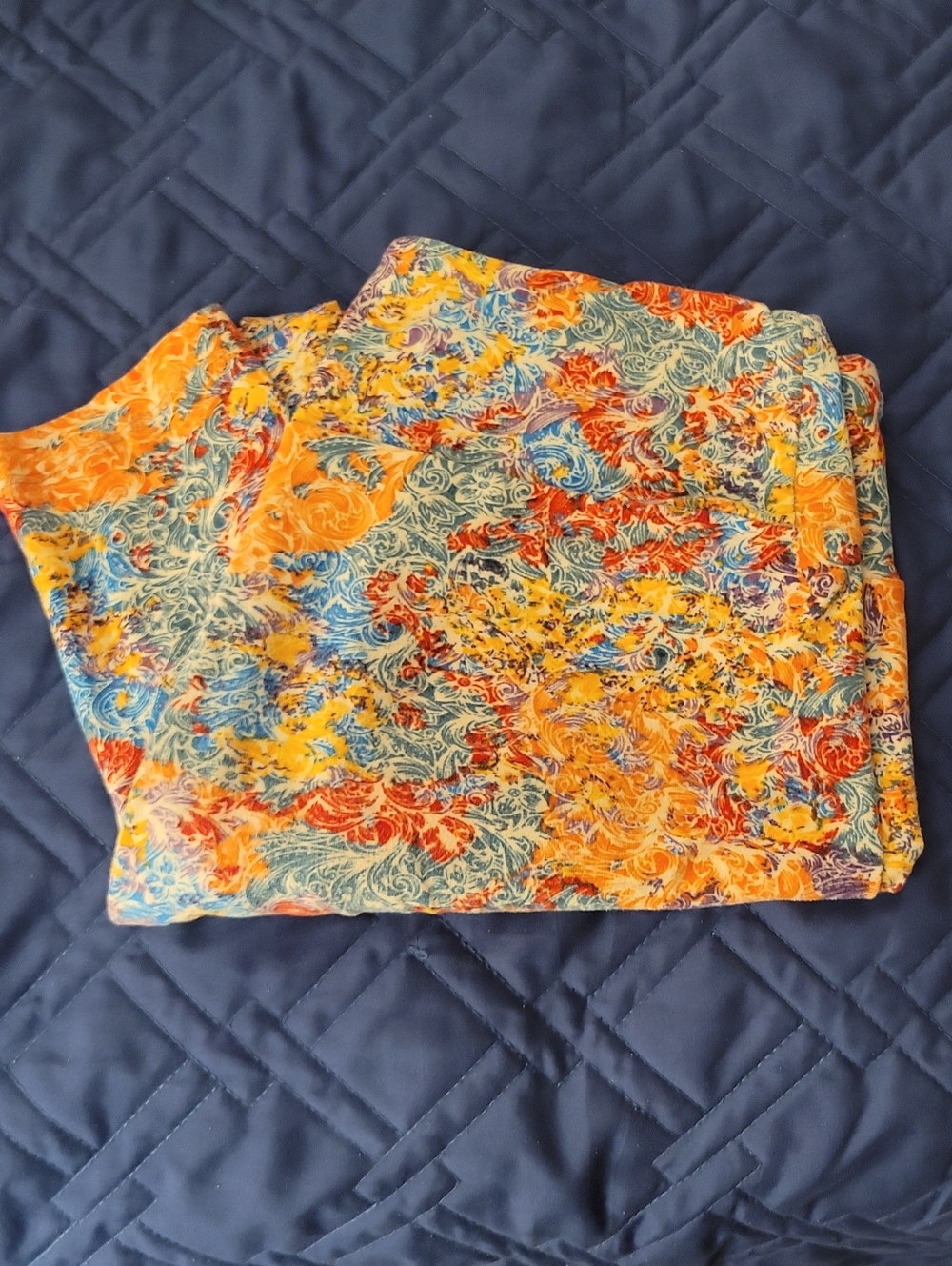 LuLaRoe Bright Multicolor Swirl Leggings in Yellow, Blue & Orange